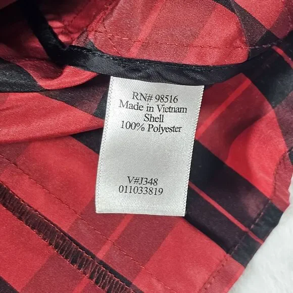 Coldwater Creek Womens Red Buffalo Plaid 3/4 Sleeve Blouse 18W Holiday Office - Picture 6 of 9